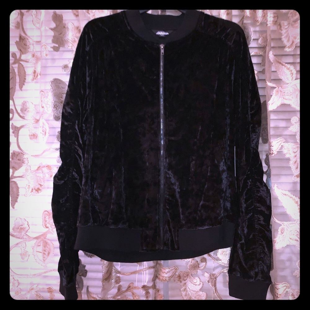 Black velvet zip up jacket